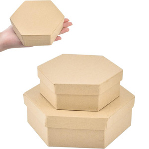 B841 giấy màu nâu <span class=keywords><strong>MACHE</strong></span> handmade hộp các tông nhỏ hình lục giác Kraft tiết kiệm phụ kiện mỹ phẩm trang sức quà tặng hình lục giác hộp - Product Image 1