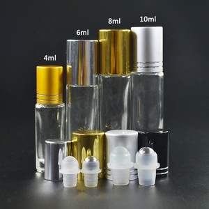 1/3 OZ 10 ML 6ml詰め替え空の黒い香水ガラスロールオンボトル、ローラーボール付き - Product Image 4