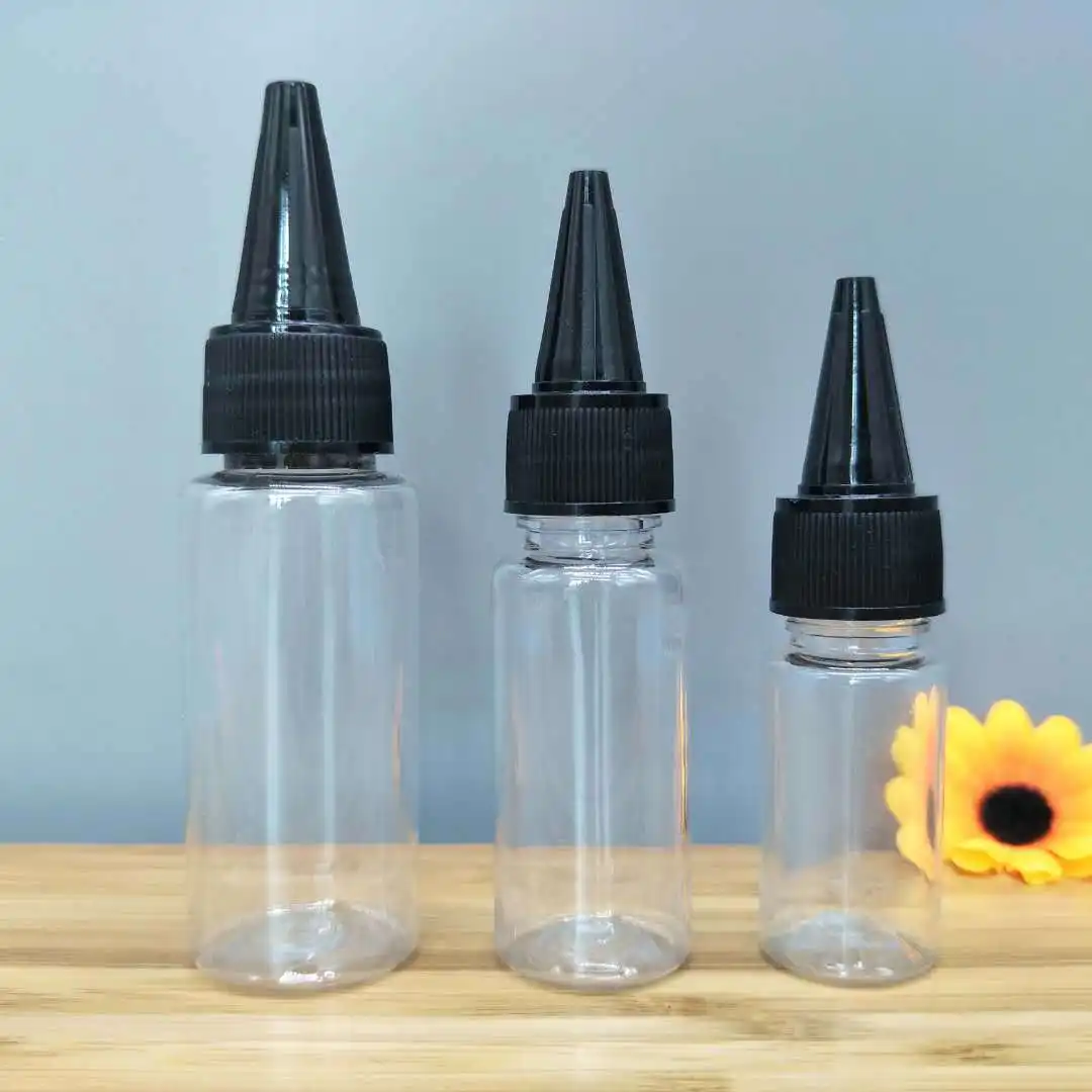 Plastic Bottle with Twist Top Cap for Solvents Oils Paint Ink Squeeze Bottle with Twist Top Cap Tip Applicator