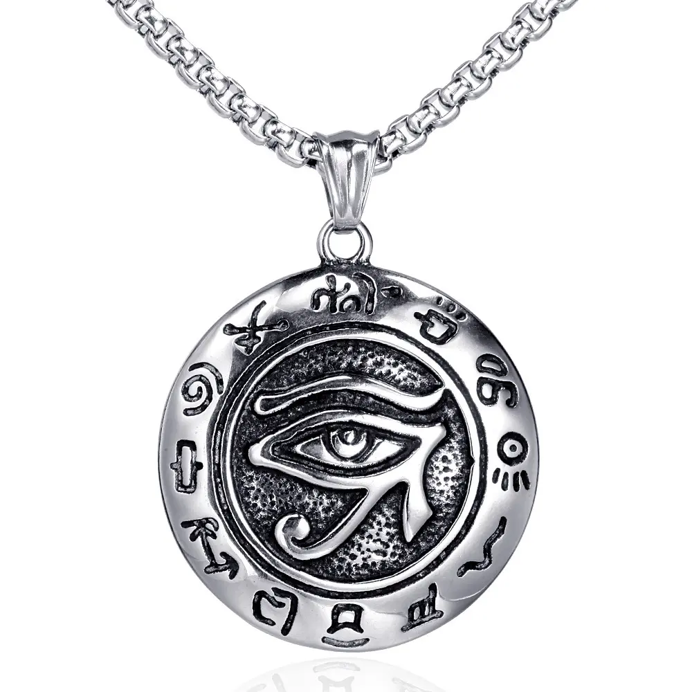 Bijoux Vintage en acier inoxydable, pendentifs œil d'horus en argent plaqué Antique, colliers œil de diable