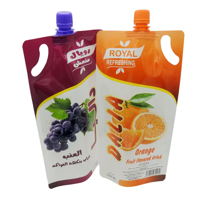 custom childrenGrape orange juice beverage packaging bag Juice Packaging Spout Pouch Standing Up Plastic Bag With Suction Nozzle