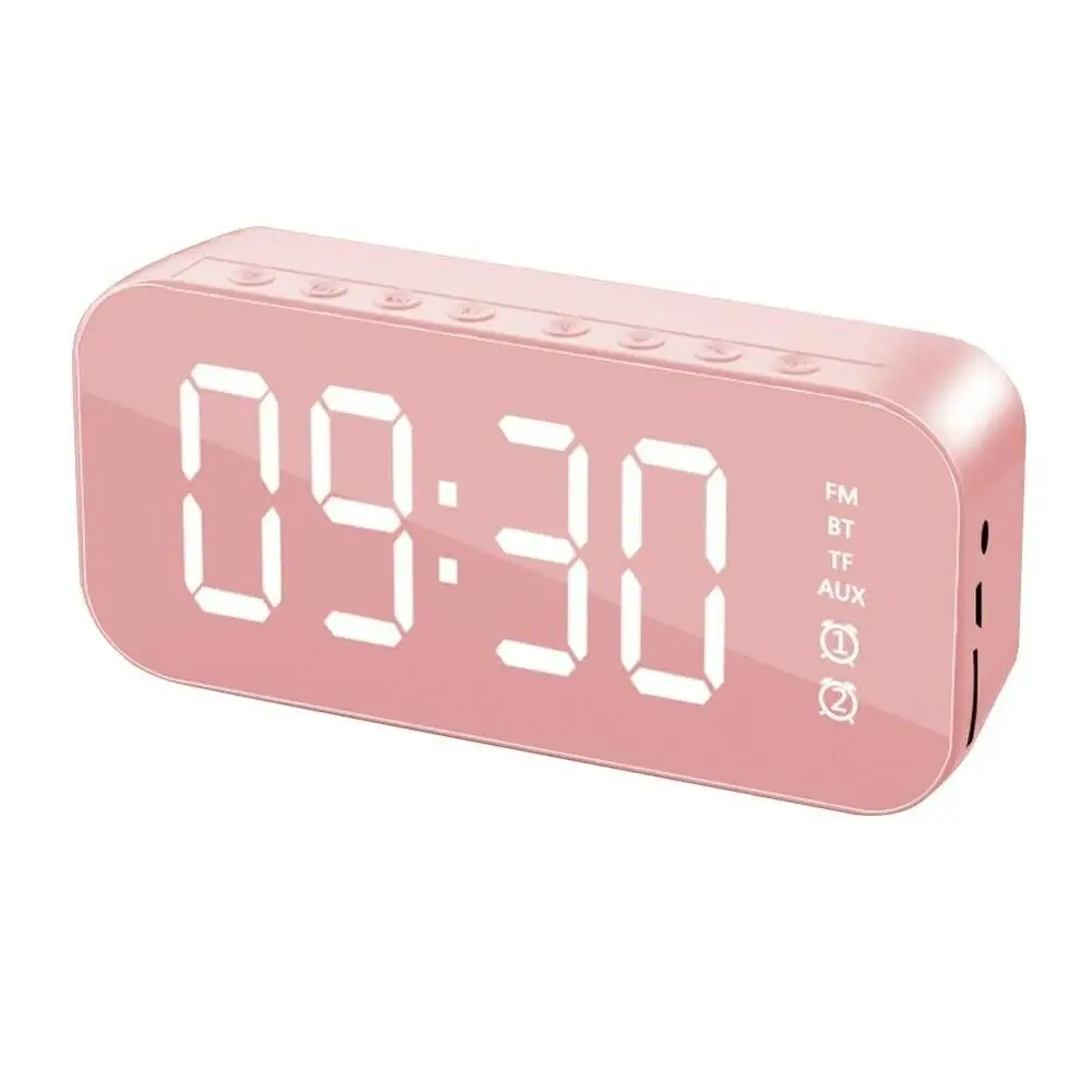 Reloj despertador con pantalla LED, altavoz inalámbrico, reloj de mesa Digital, Bluetooth V5.0, altavoces HiFi