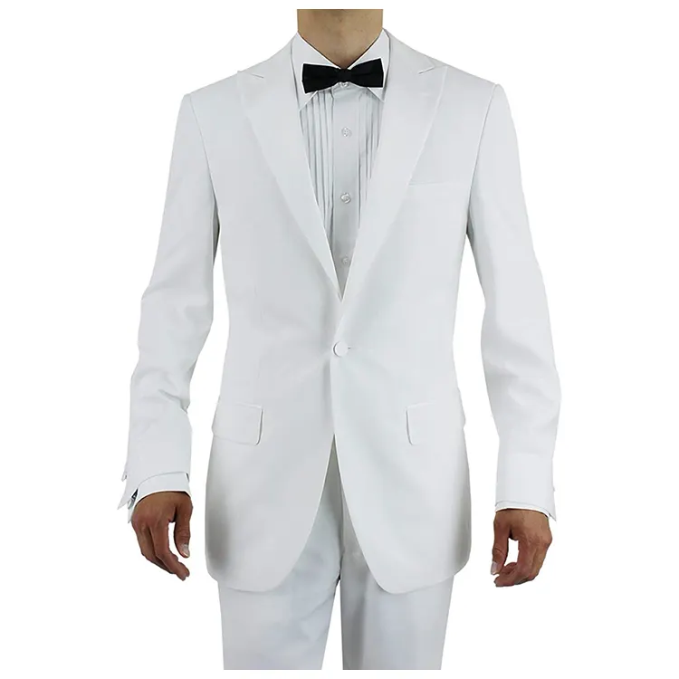 2022 Slim Fit düğün smokin Custom Made düğün parti takım elbise en iyi katı beyaz erkek Blazer balo için