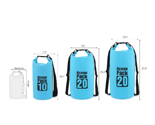 2023 Fábrica dir Atacado Logotipo Personalizado L/3L/5L/10L/15L/20L/30L 500D Encerado PVC Saco Seco Impermeável