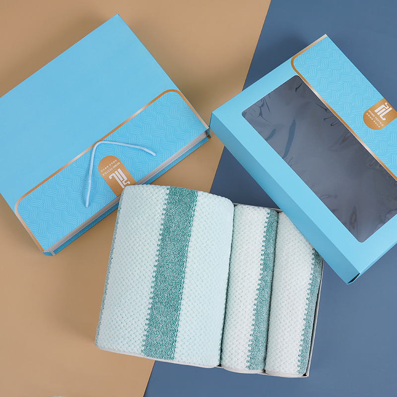 Towel and bath towel gift set (2 bath towels, green)