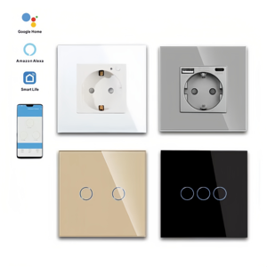 Wifi欧盟/英国标准图雅应用触摸屏智能升降开关玻璃面板灯智能开关 - Product Image 5