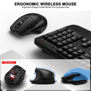 Wave Keys 2.4G Wireless <strong>Keyboard</strong> <strong>Mouse</strong> Combo 104 Keys Comfortable Natural Typing Ergonomics PC <strong>Computer</strong> Office <strong>Keyboard</strong> <strong>Mouse</strong>