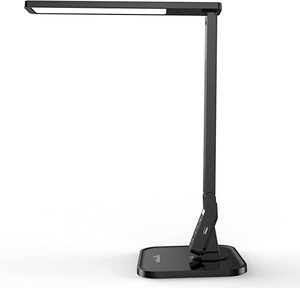 可调光LED台灯触摸控制办公室护眼黑色台灯USB充电端口 - Product Image 1