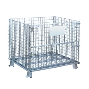 Contenedor de alambre de acero plegable apilable uni-silencioso, caja de seguridad plegable plateada para malla de taller de almacenamiento logístico, - Product Image 3