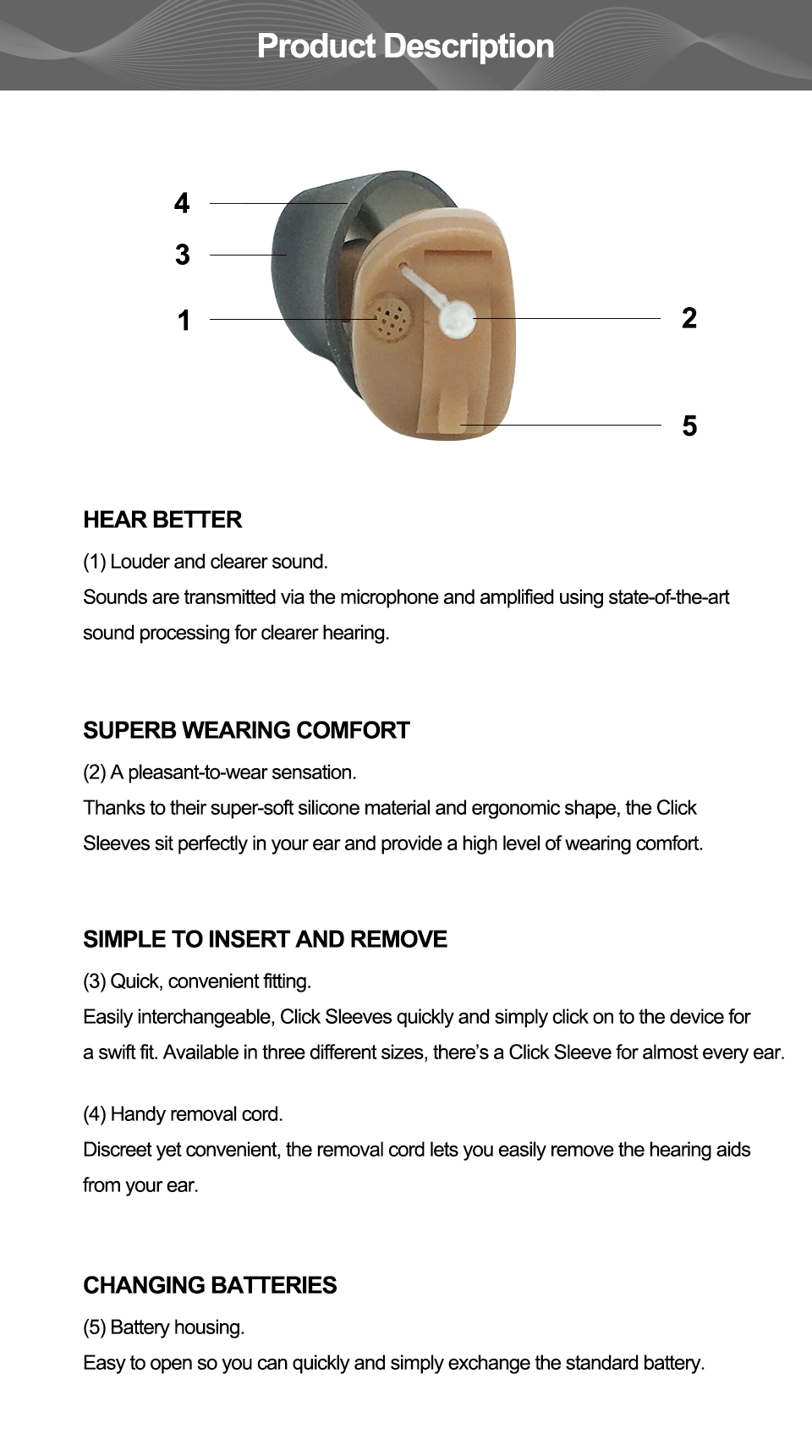 BLE invisible hearing aid amplifier I with fit2go APP smart