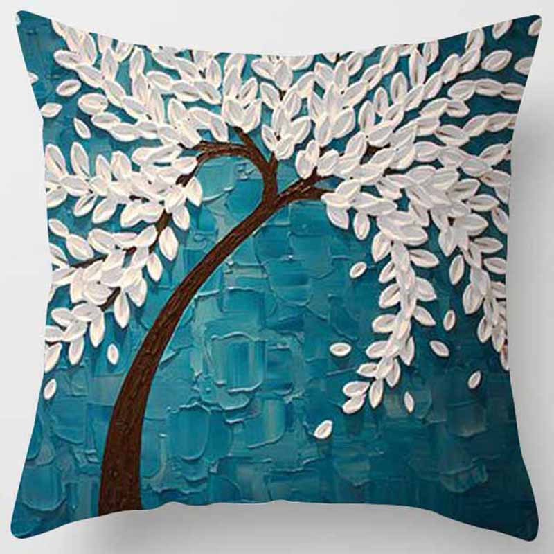 Fond bleu avec des fleurs blanches