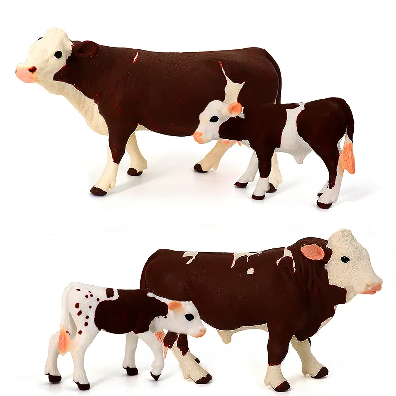 Hadiah mainan dunia hewan padat reptil PVC untuk anak-anak mainan hewan Pertanian model sapi simulasi teka-teki kognitif patung sapi