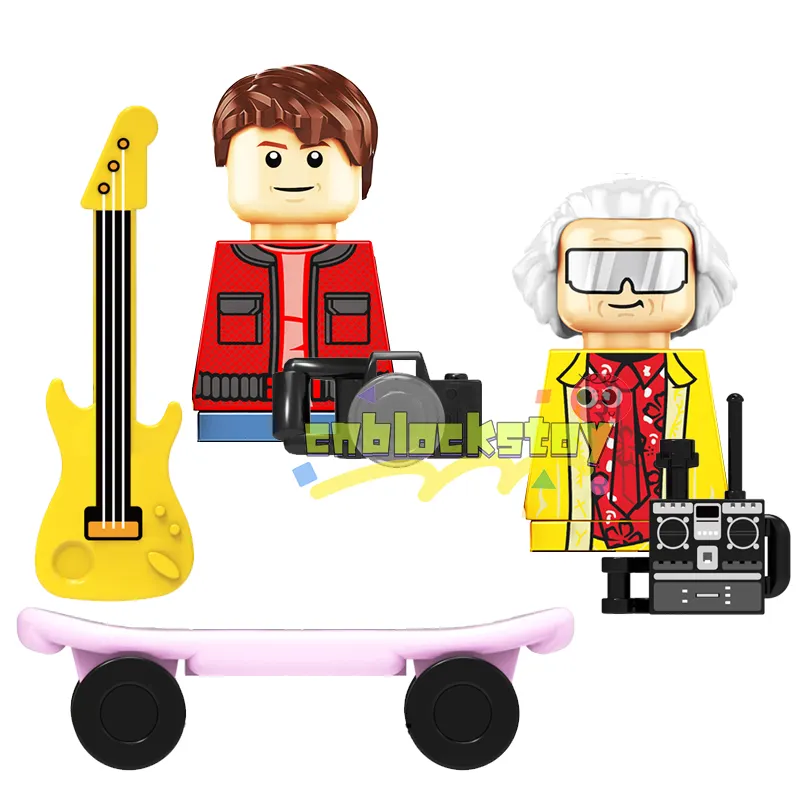 Movie Back to the Future Marty McFly Doc Brown Assemble Building Block Figure Educational Plastic Toy for Kids KF1931 KF1932