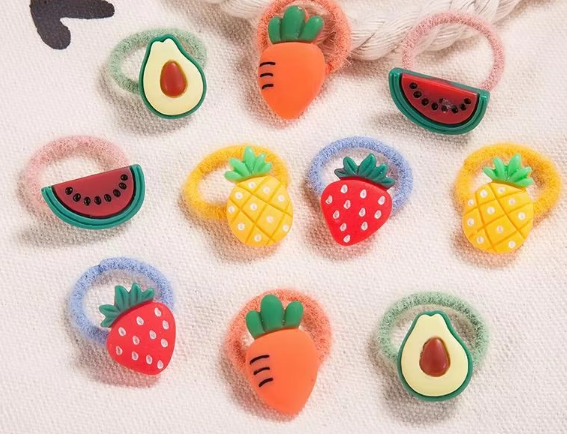 pink 2#10 pieces of avocado hair ties