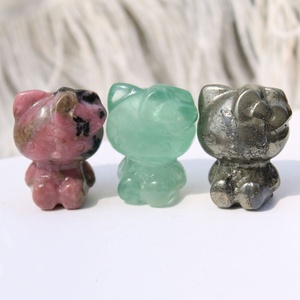 ขายส่งมือแกะสลักคริสตัลธรรมชาติหลายวัสดุแกะสลักสวัสดี Kt แมว - Product Image 1
