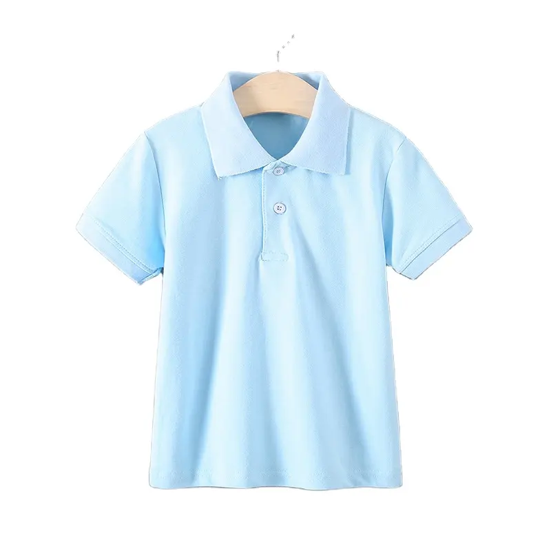 Camisas polo escolares infantis de verão para meninos, camisetas de algodão com desenho personalizado, camisas polo bordadas para 2 a 14 anos