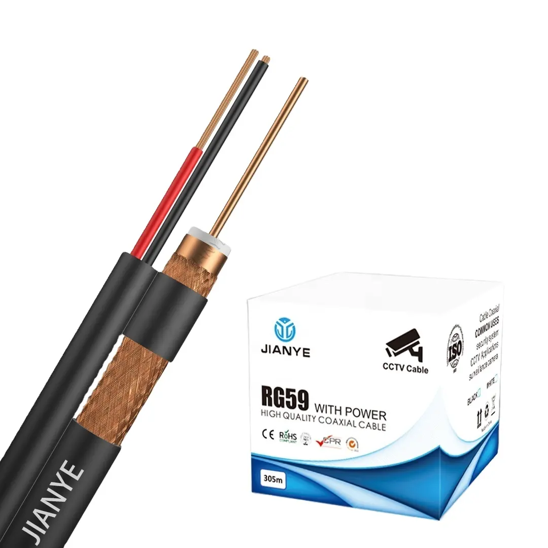 305m RG59 CCTV Camera RG59 2c Siamese Coaxial Communication Cable Manufacture Price rg59 cable 1000ft Black White Blue