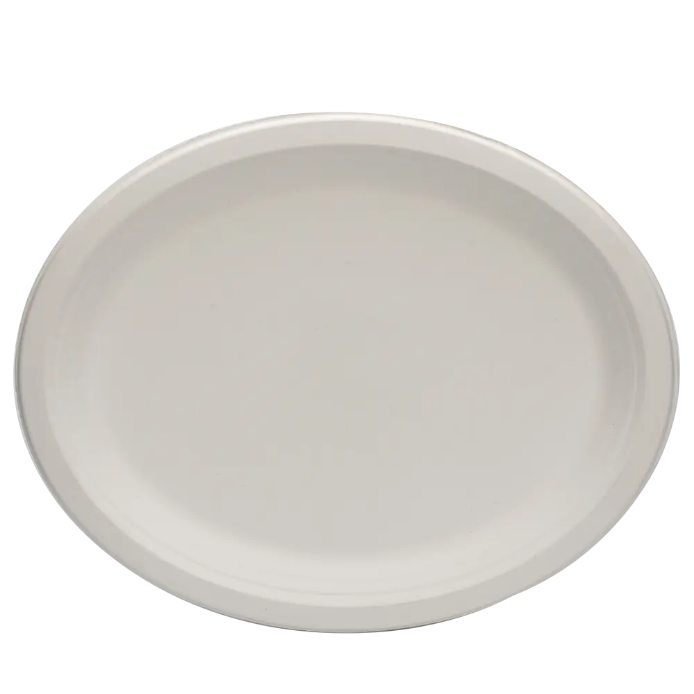 Plato desechable Biodegradable de caña de azúcar para fiesta, plato ovalado ecológico, platos biodegradables a granel