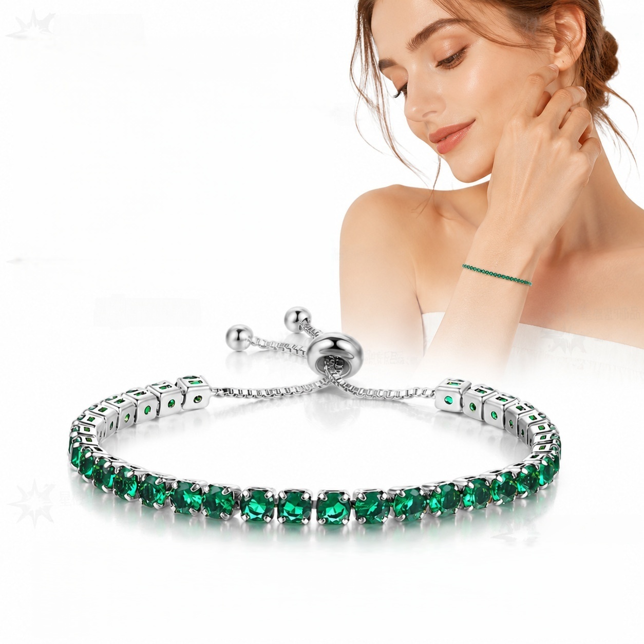 Green diamond-silver