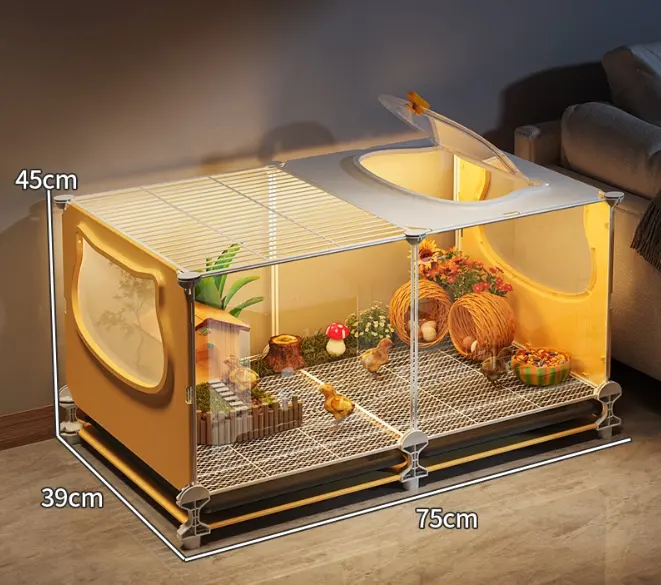 Caja transparente para casa ornamental crianza de pequeños animales para conejos o pollos de rutina, chinchillas o cerdos holandeses