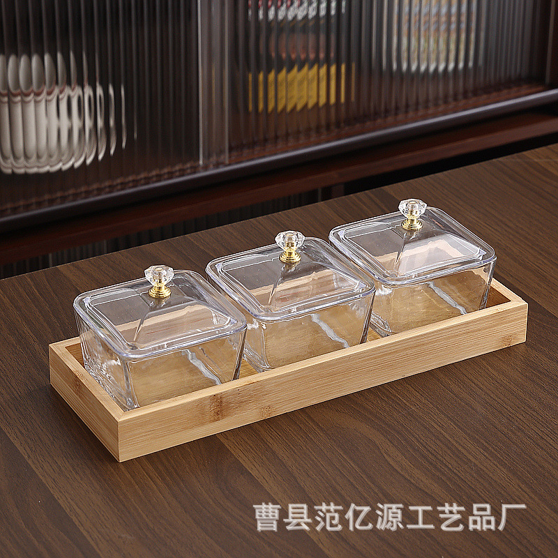 3 bamboo panels with transparent lid