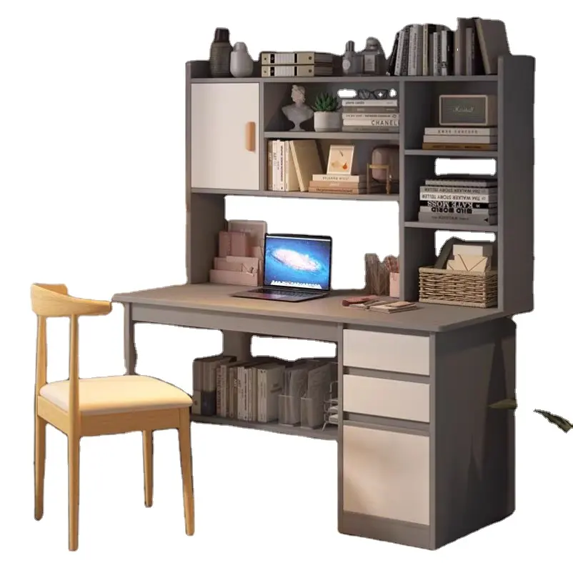 Desktop computer desk household desk bookshelf integrated simple office with bookcase combination bedroom student writing desk