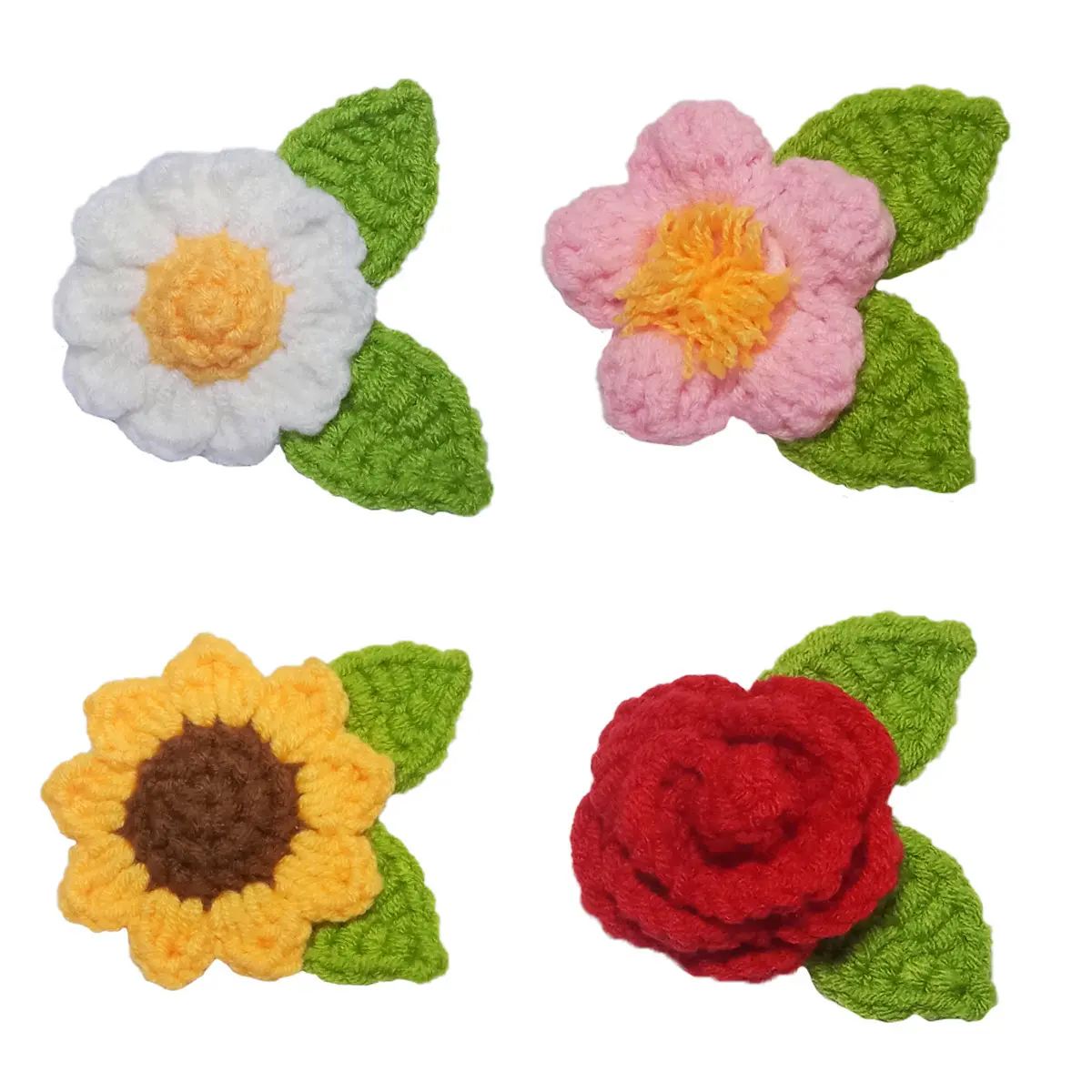 Broche de flores Adornos Decoración Herramienta de hilo Adultos Kit de ganchillo para principiantes Paquete de material de punto de bricolaje en inglés