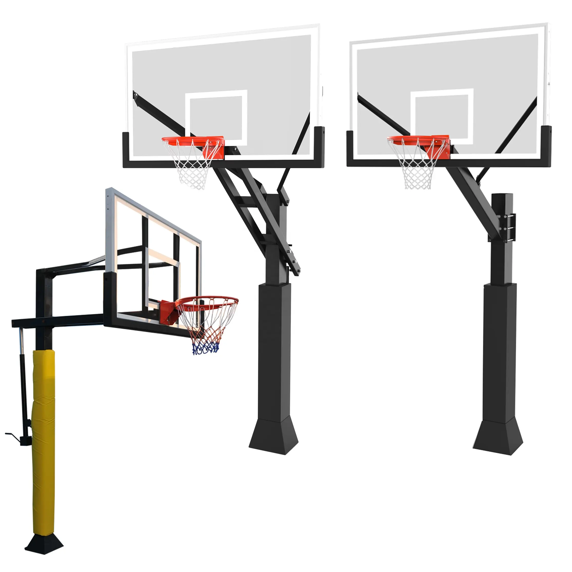 Soporte de aro de baloncesto fijo, altura ajustable, para portería de baloncesto al aire libre
