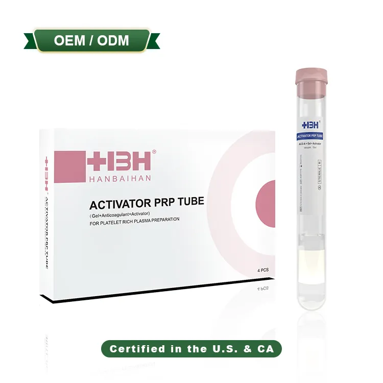 Calcium Chloride PRP Activator PRP Tubes 10ml with Activator and Gel