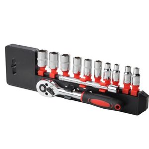 12個1/4 "ユニバーサルコンビネーションツールマルチカー修理ツールキットハンドツールスパナレンチラチェットソケットセット - Product Image 1