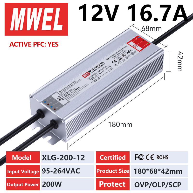Xlg-200-12-12v167a พร้อมฟังก์ชัน PFC