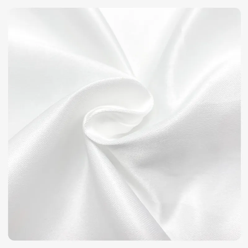Tersedia grosir lembut berkilau putih 100% kain Charmeuse sutra Satin murbei untuk lapisan pakaian gaun