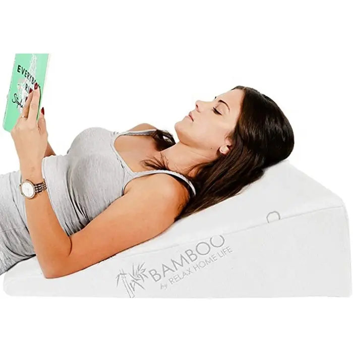 Removable Bamboo Cover Bed Wedge Reading Pillow Acid Reflux Wedge Pillow