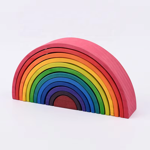 12 Pcs Grimms <strong>rainbow</strong> Stacking Wooden Toy <strong>rainbow</strong> Wooden Blocks - Product Image 1