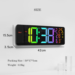 RGB Farbwechsel LED Digitaler Wecker mit Temperatur Luft feuchtigkeit Fernbedienung Timer Wanduhren für Hotel - Product Image 5