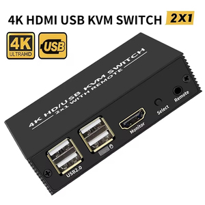 4端口HDMI 2.0 KVM交换机4x1 2x1 USB KVM切换器2进1出4端口-用于2 4 pc共享显示器鼠标键盘打印机的USB集线器 - Product Image 4