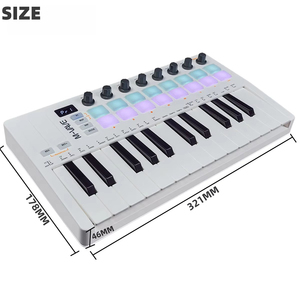 Controlador de teclado MIDI USB de 25 teclas, con 16 almohadillas de batería retroiluminadas, Bluetooth, semipesado, teclado dinámico profesional - Product Image 2