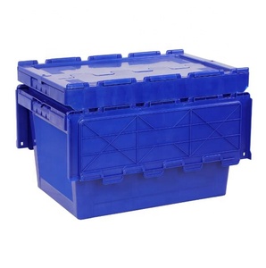 60L Heavy Duty <strong>Logistics</strong> Industrial Plastic Storage <strong>Container</strong> Plastic Stack <strong>Nest</strong> Totes Attached Lid <strong>Containers</strong> - Product Image 1