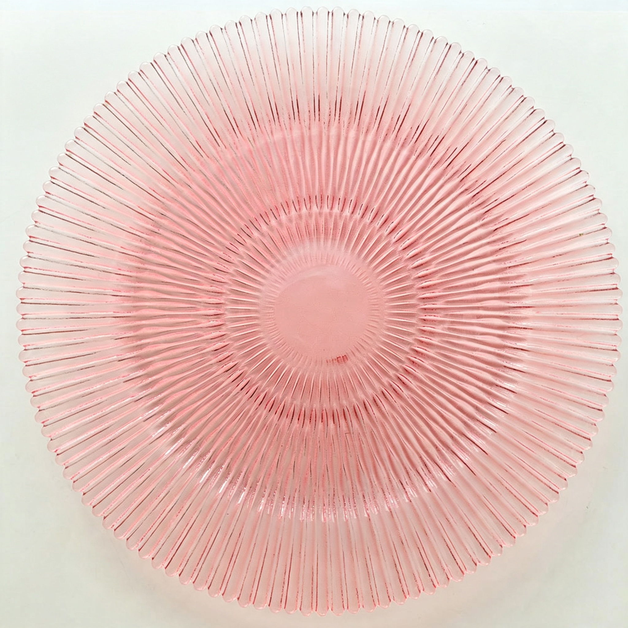 Assiette en verre décorative radiale rose clair pour mariage