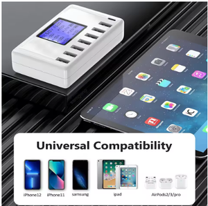 USB şarj istasyonu 8-Ports 60W 12A çoklu USB C Hub şarj LCD ekran ile IPHONE samsung için tabletler için - Product Image 2
