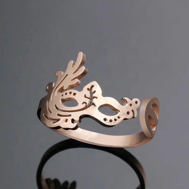 Anéis de titânio 316l, feminino, moderno, personalizado, fantasia, baile, vestido, argola, rosto, anel masculino