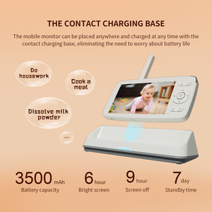 มอนิเตอร์เด็ก1080P พร้อมหน้าจอ5 "พร้อมฐานชาร์จเสียงรบกวนต่ำเป็นพิเศษกล้องพี่เลี้ยงเด็ก3500mAh แบบสัมผัสกล่อมเด็กเพื่อความปลอดภัยในบ้าน - Product Image 2