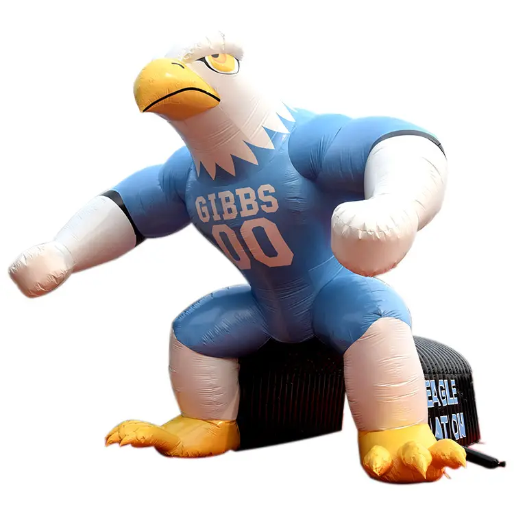 Tente de mascotte gonflable en forme d'aigle, personnalisée, avec tunnel d'entrée pour football, événement sport, en promotion