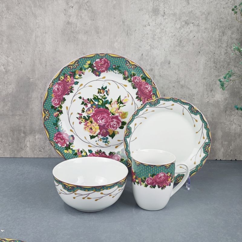 Wholesale Ceramic Dishes Set New Design New Hot 16pcs Tableware Set New Bone China Plate Bowl Mug 2