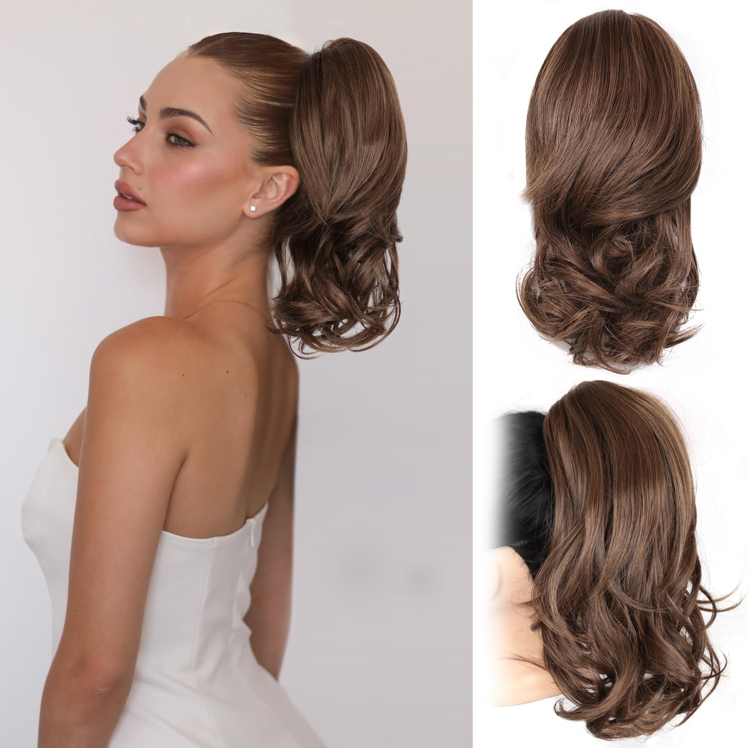 Brun moyen mélangé blond miel