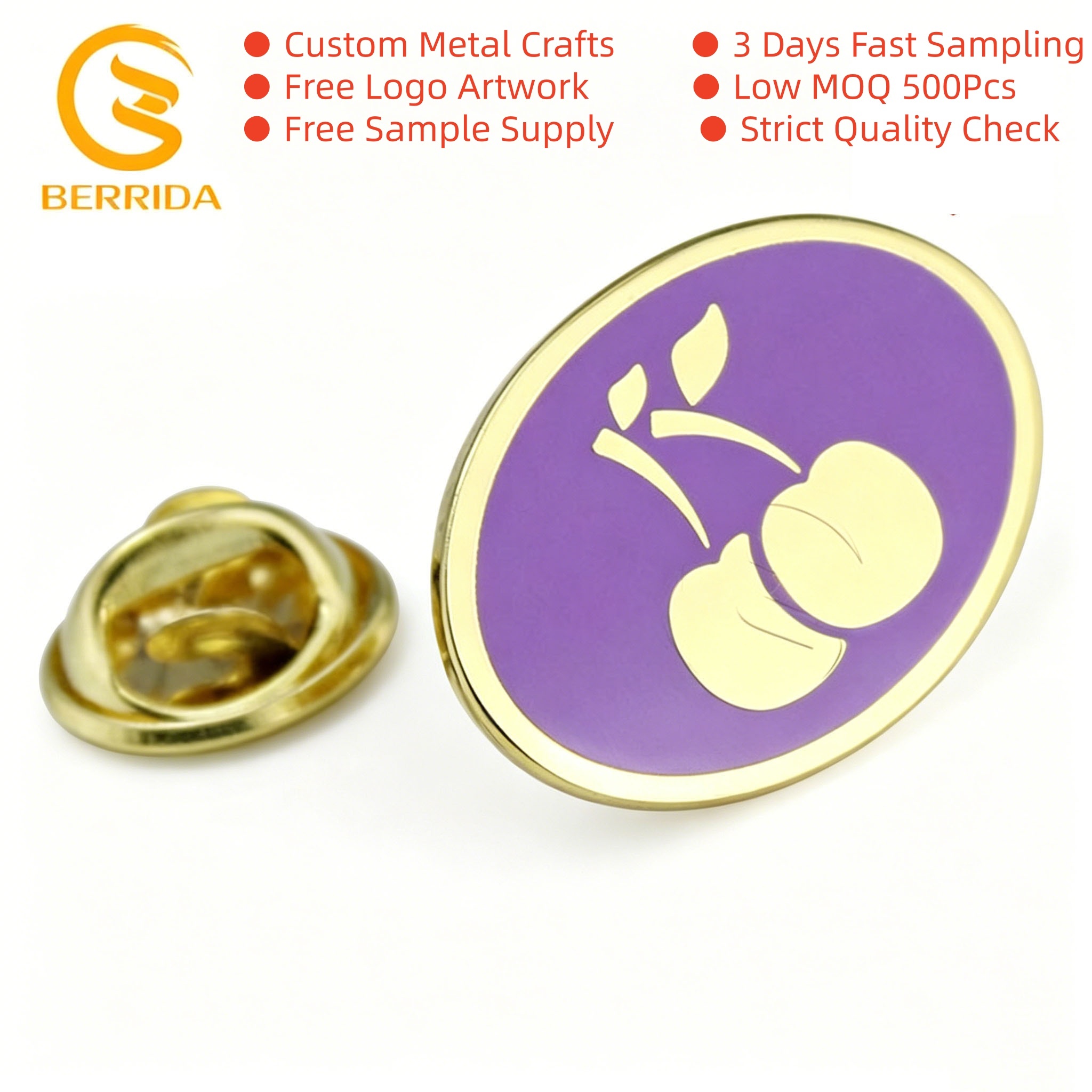 Badge de revers rond personnalisé avec motif de fruits