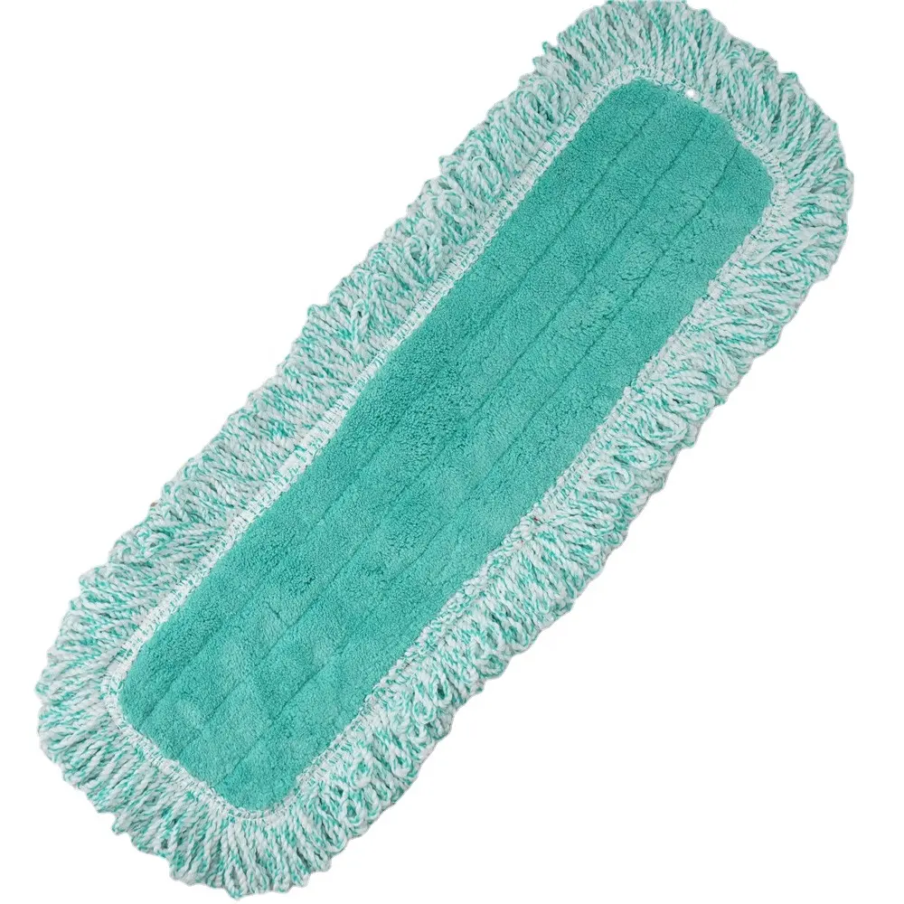 Microfiber 견면 벨벳 산호 양털 젖은 걸이와 반복 폴리에스테 프린지를 가진 산업 지면 끝마무리 mop 패드 피복 소매 먼지 mop