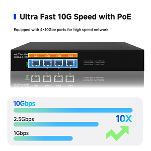 Conmutador de red 10G Base-T UTP de 4 puertos no administrado, compatible con POE, diseño Plug-and-Play, económico, NAS, PC, conmutador de red Stock