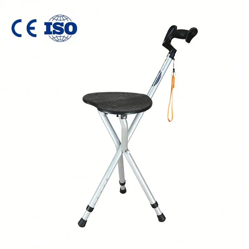 Bastón plegable médico de aleación de aluminio con asiento para personas mayores, bastón plegable ligero, silla de Muleta para caminar