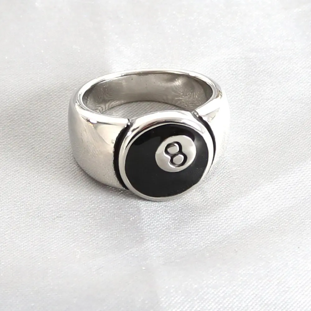 Anel redondo de esmalte com 8 bolas, anel em aço inoxidável, brilhante e personalizado, estilo redondo, com 8 esmaltes, na moda, 2023